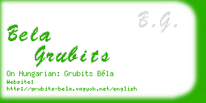 bela grubits business card